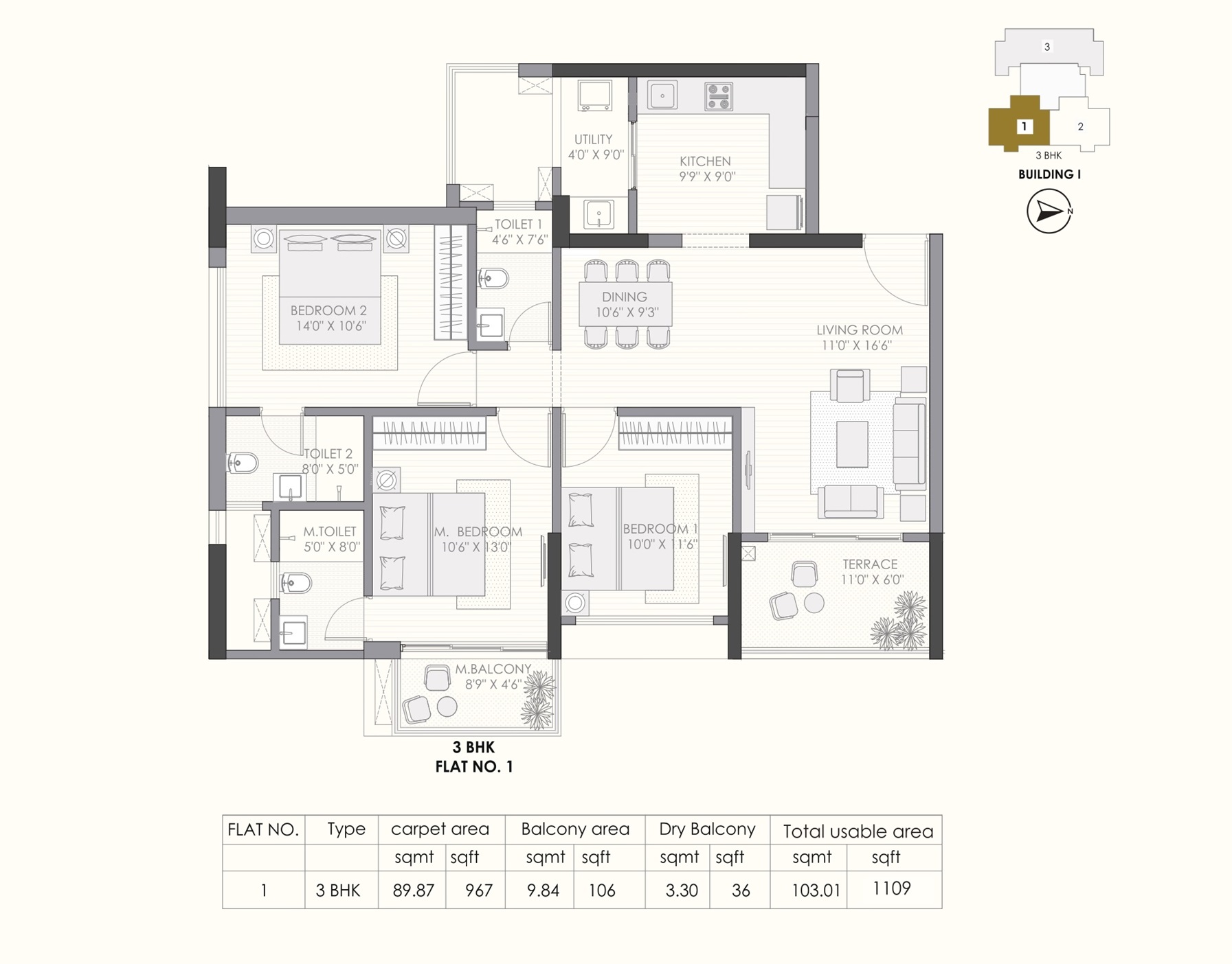 3 BHK Plan (indicative)